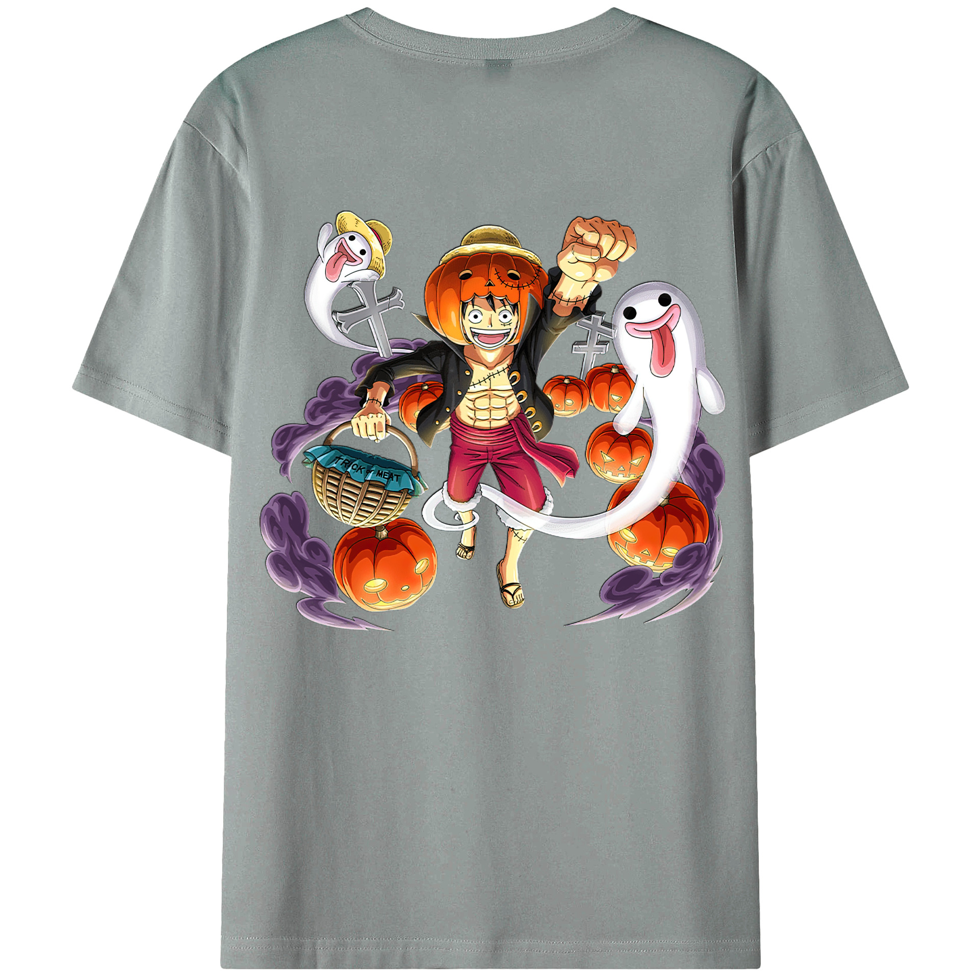 ワンピース モンキー・D・ルフィ ONE PIECE Monkey D. Luffy 綿100％ メンズ半袖Tシャツ（バックプリント） 通気性